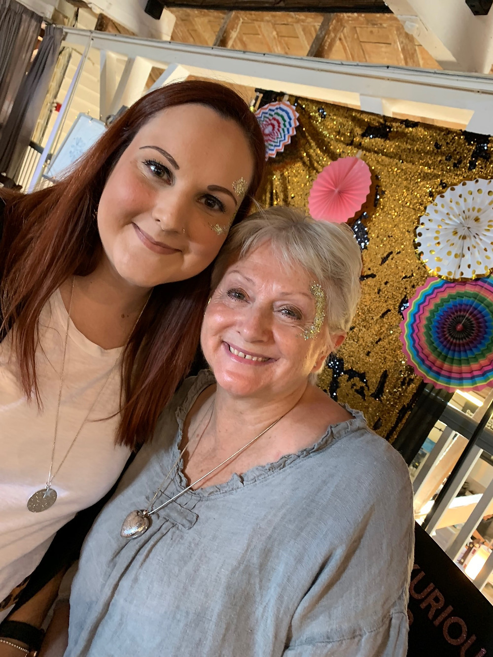 Mum and daughter so pleased to book up Luxurious Glitter for their Kent Wedding