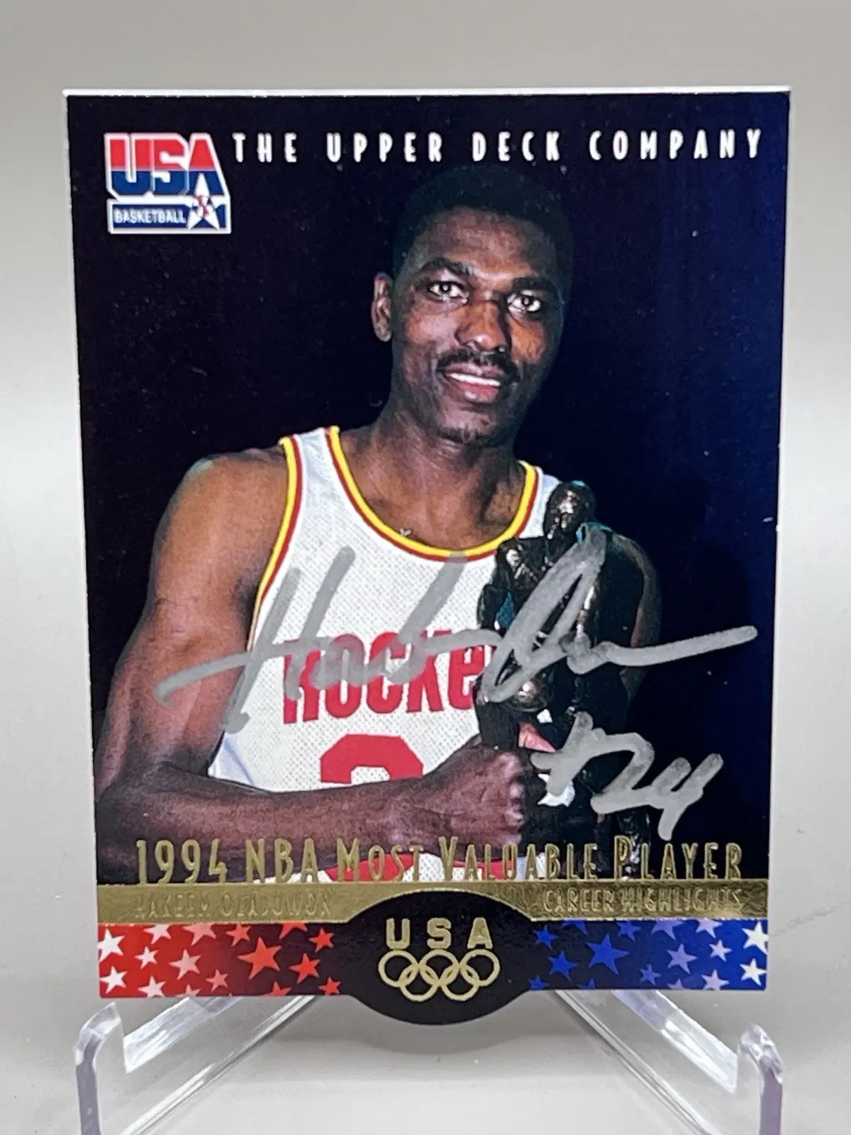 Hakeem Olajuwon autographed USA Basketball Upper Deck card