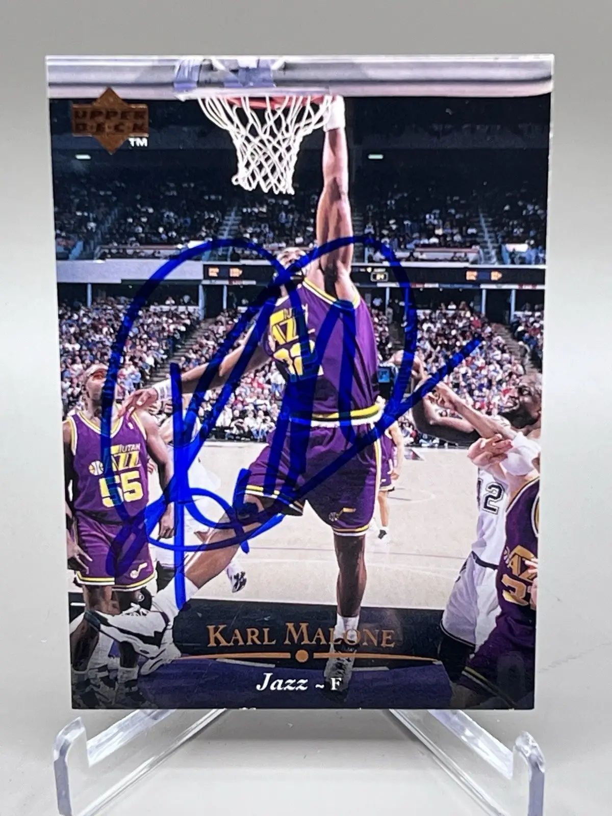 Signed Karl Malone Upper Deck basketball card