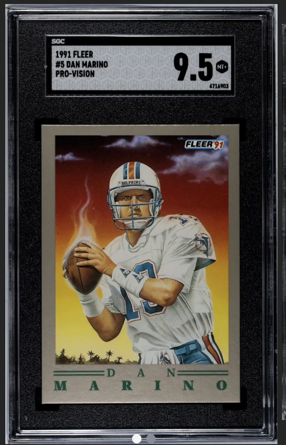 SGC graded Dan Marino Fleer trading card with a 9.5 rating