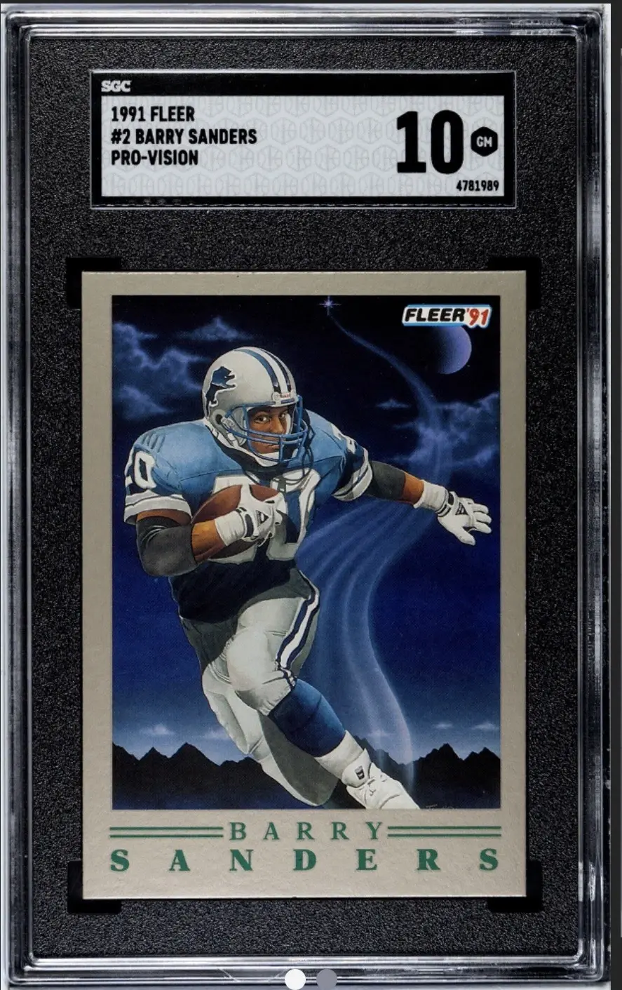 SGC graded 10 Barry Sanders 1991 Fleer trading card