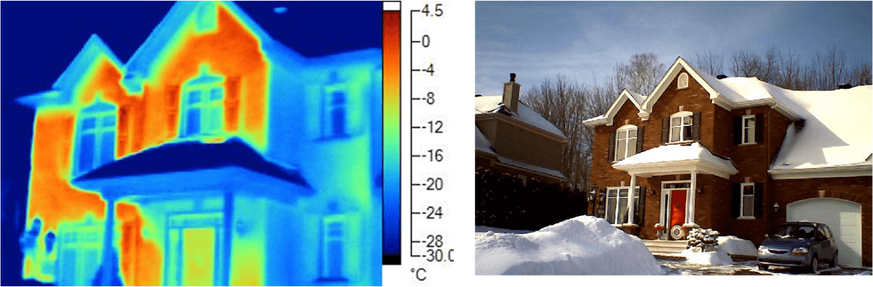 Analisi termografica dispersione calore edificio]