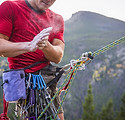 Rock Climber Powdering Hands