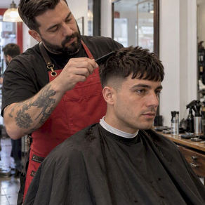Client showing a textured French crop haircut