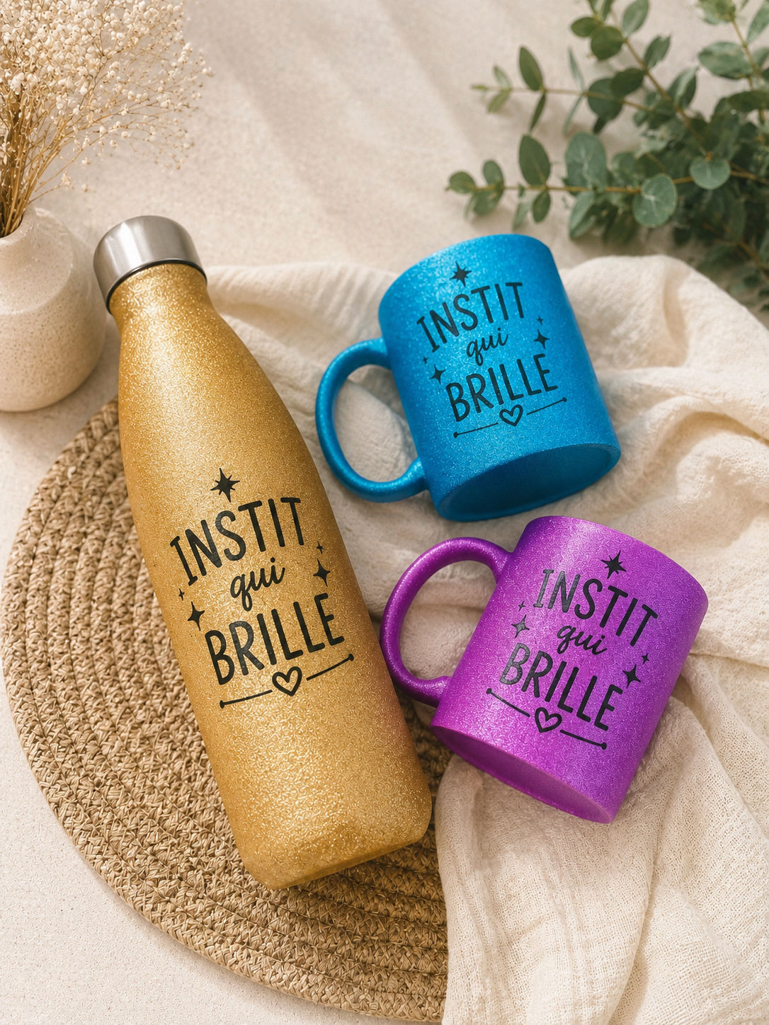 Mug pailletté F&C « Instit qui brille »