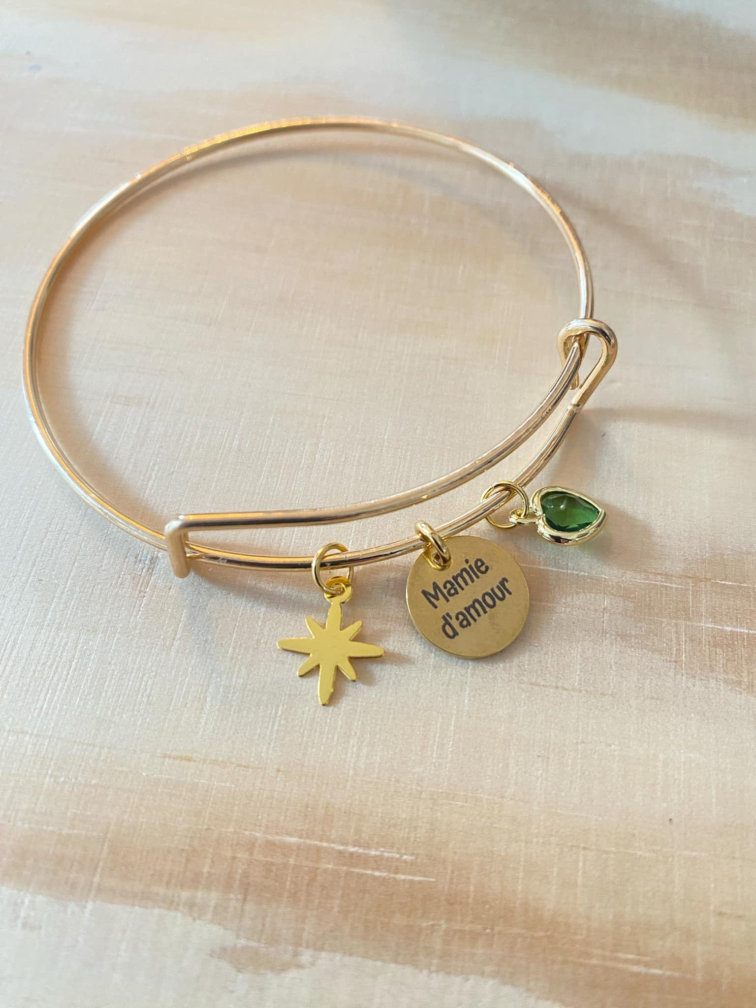 Bracelet réglable gravure F&C "Mamie d'amour"