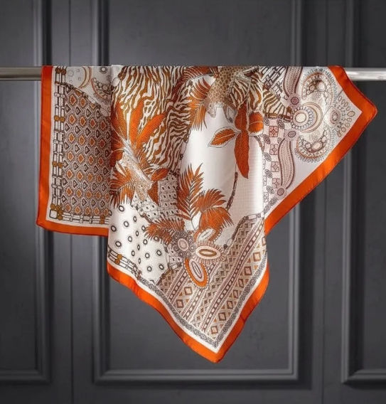 Petit carré au toucher soie orange