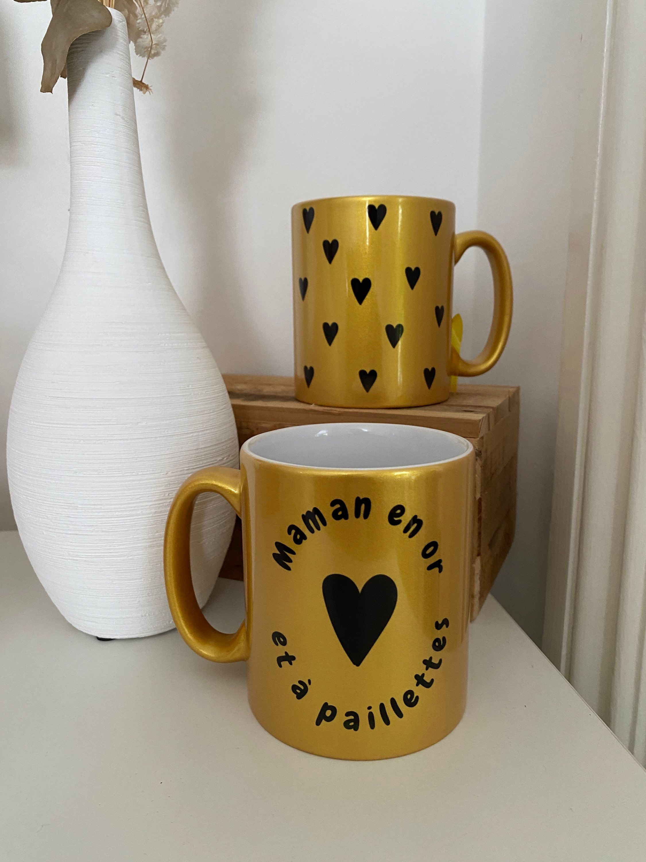 Mug « maman en or et à paillettes »