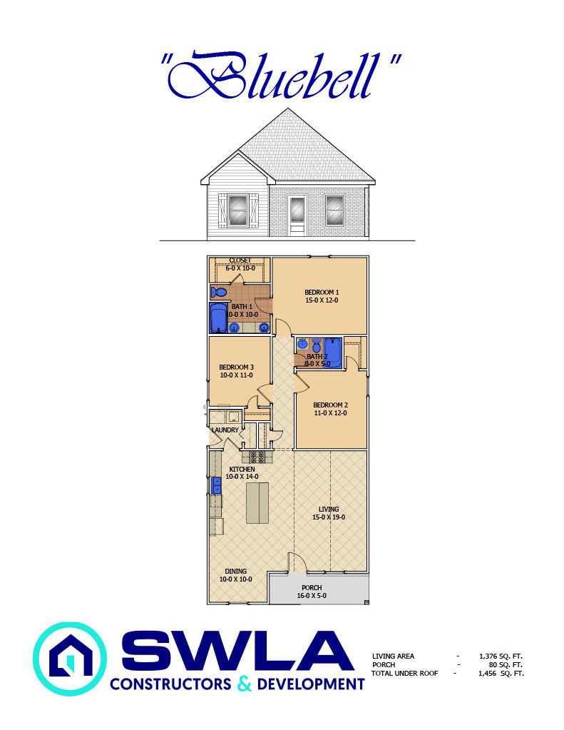 Bluebell - House Plans - Custom Home Buiders - Lake Charles LA - Sulphur LA - Orange Tx -