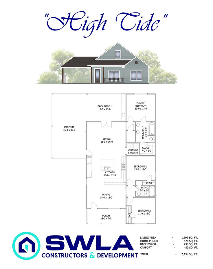 High Tide House Plan - Custom Home Builders - Lake Charles LA - Sulphur LA - Deridder LA -