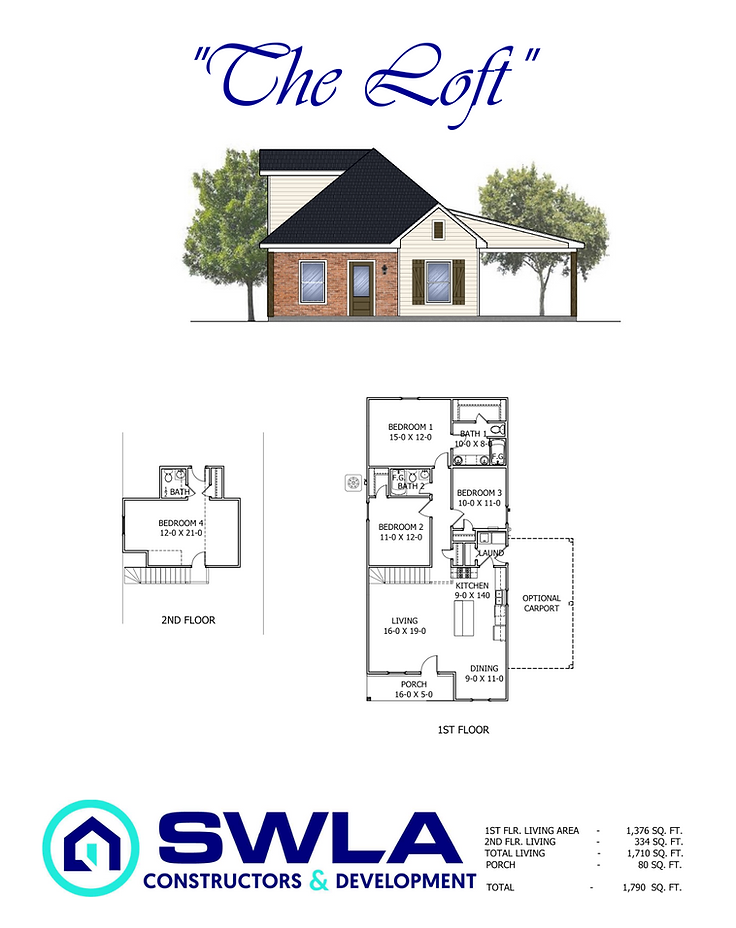 The Loft - Plan - Louisiana Home Builders - SWLA Constructors and Development - Lake Charl