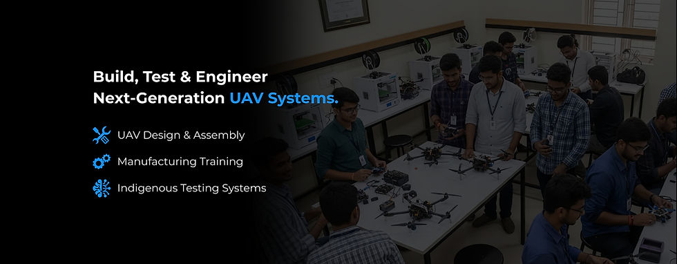UAV training program with professional drone flight and technical learning setup