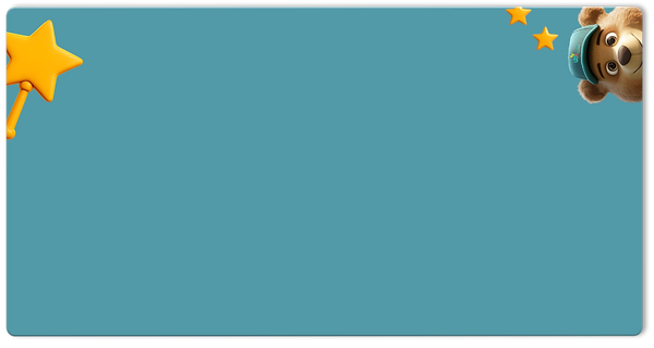 Fondo azul infantil con oso y estrellas decorativas