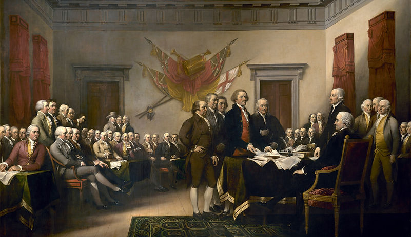 John Trumbull's rendition of the signing of the Declaration of Independence.