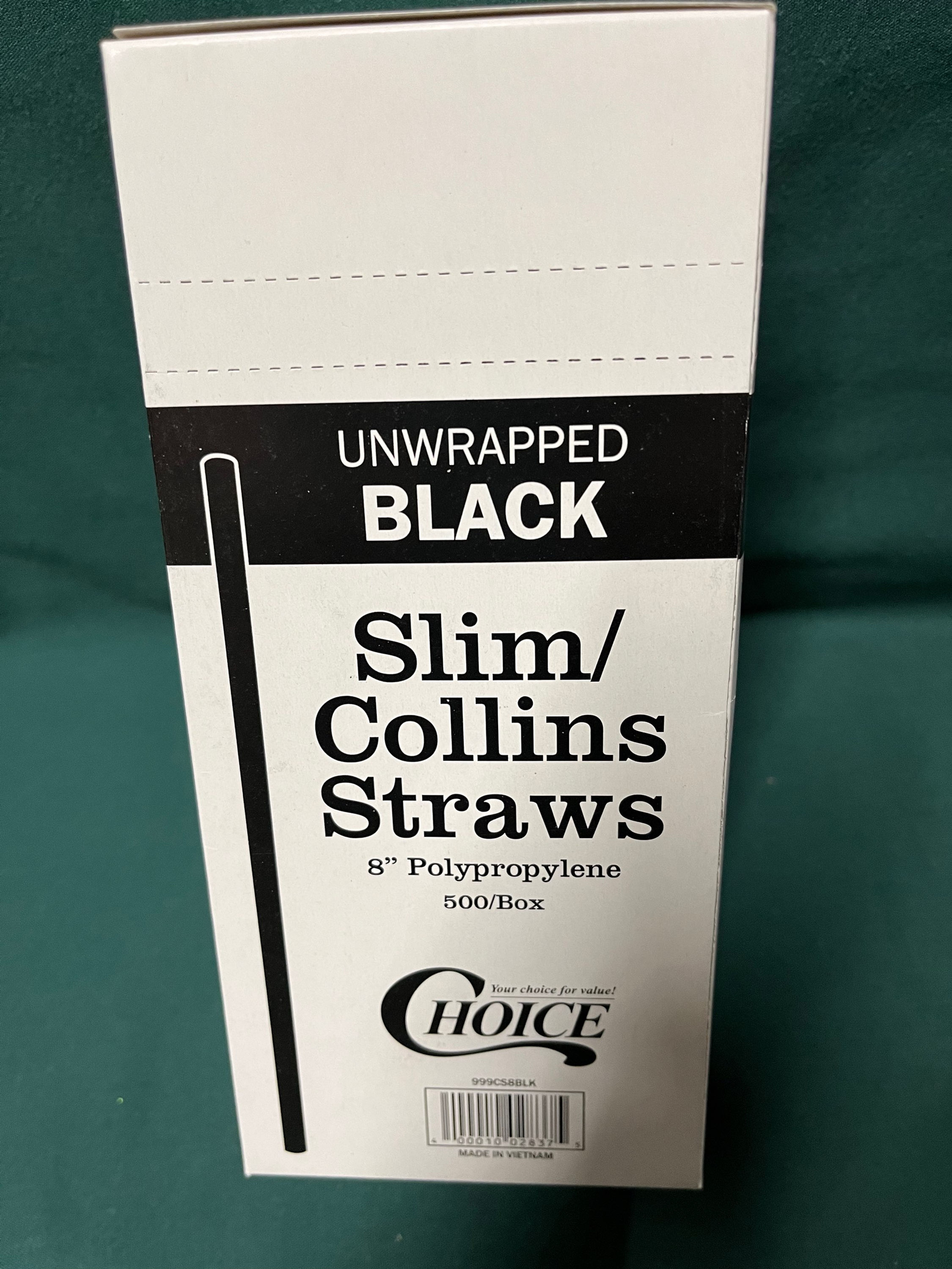 Choice Tall Black Collins Straw 8” 500ct