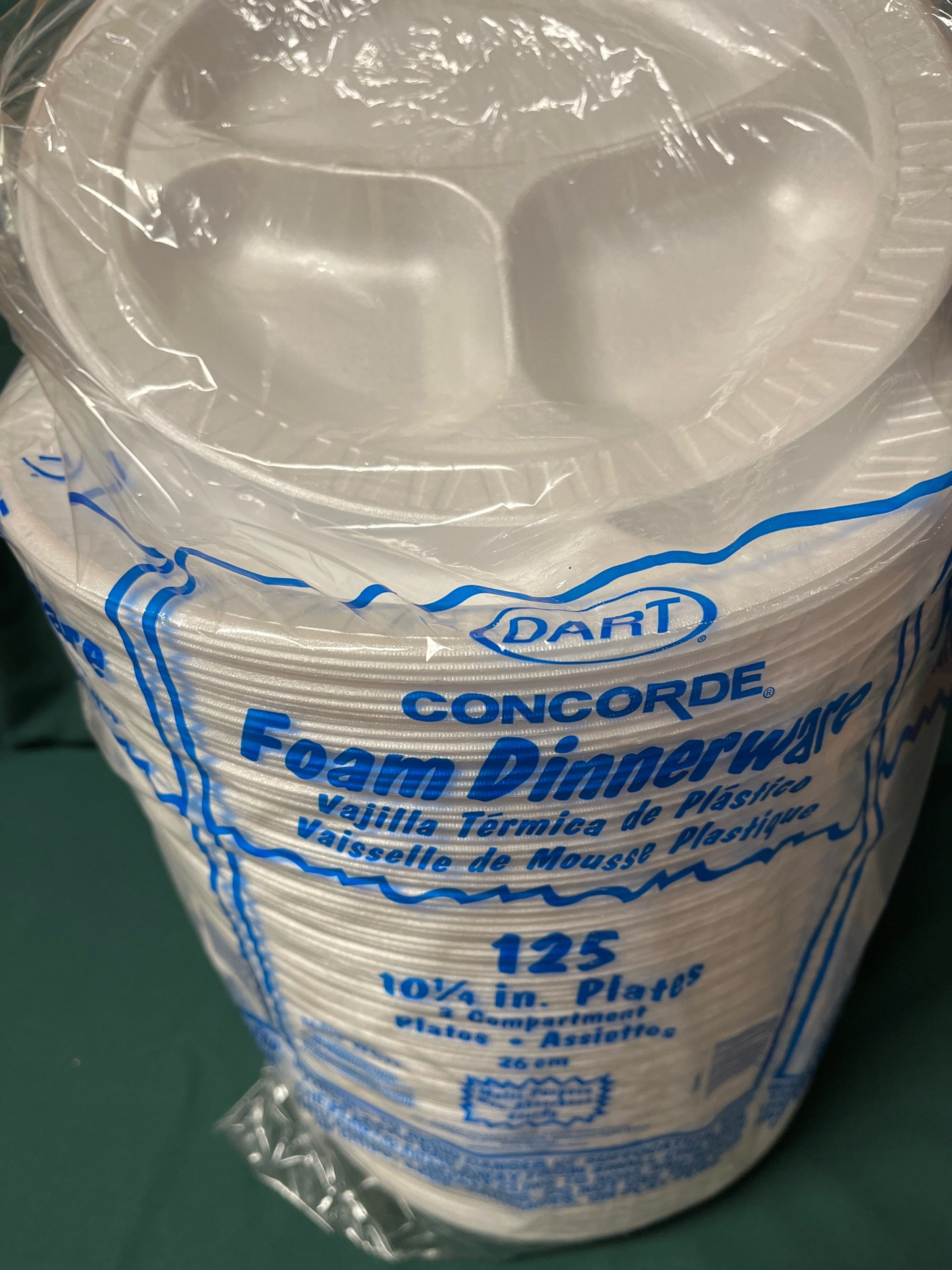 Dart 10 1/4”  3 Compartment Foam Plates 125ct