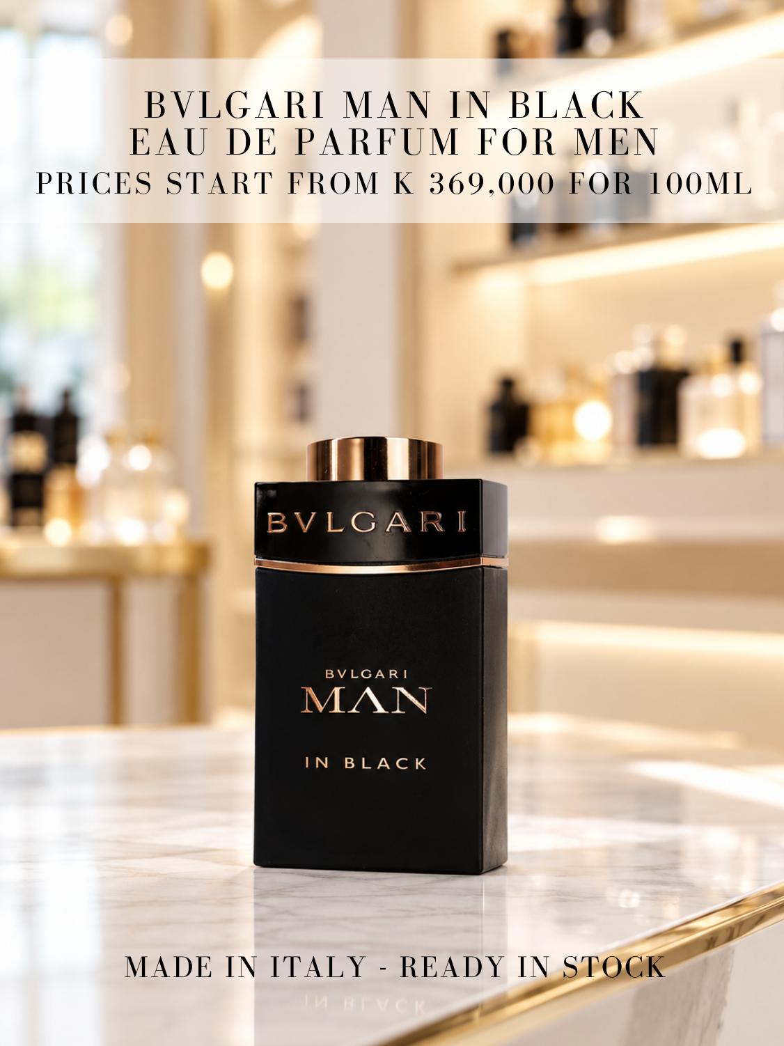 Bvlgari Man In Black Eau de Parfum for Men 100ml (No Box / ဗူးခွံမပါ)