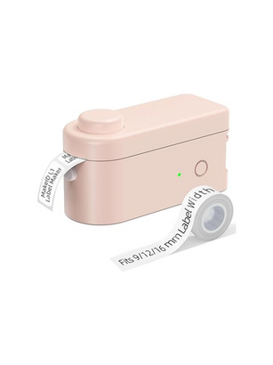 Étiqueteuse bluetooth rose qui imprime des étiquettes. Elle est compatible avec iOS et Android pour l'Étiquetage de la Maison.
