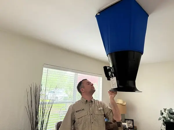 Jason performing home performance testing in Austin TX home