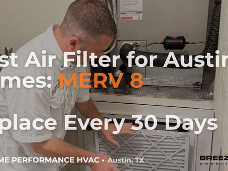 Austin HVAC contractor installing a pleated MERV 8 air filter in a return grille