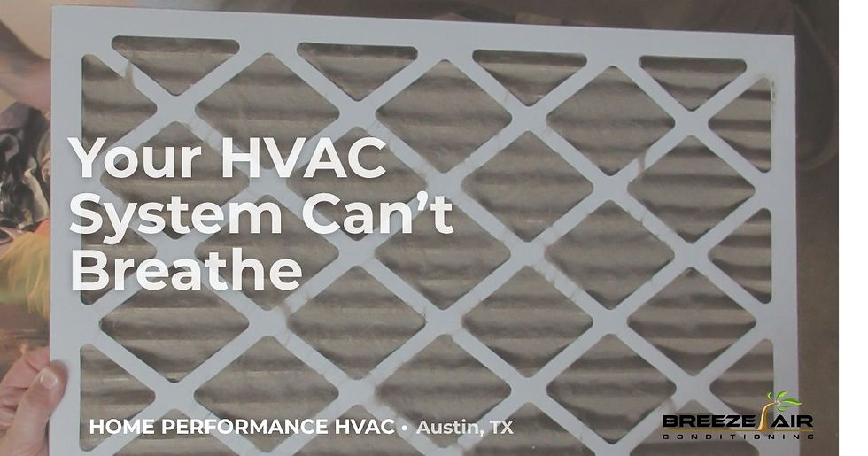 Dirty restrictive HVAC air filter reducing airflow in Austin home