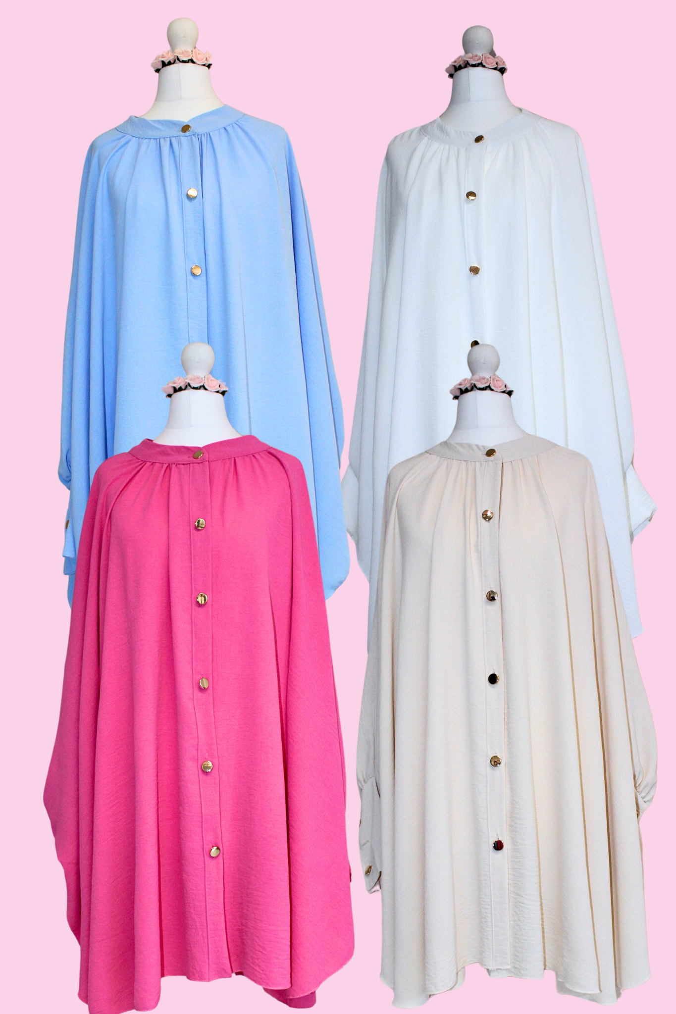 Lightweight Batwing Button-Up Grandad Collar Shirt – Perfect Summer Blouse