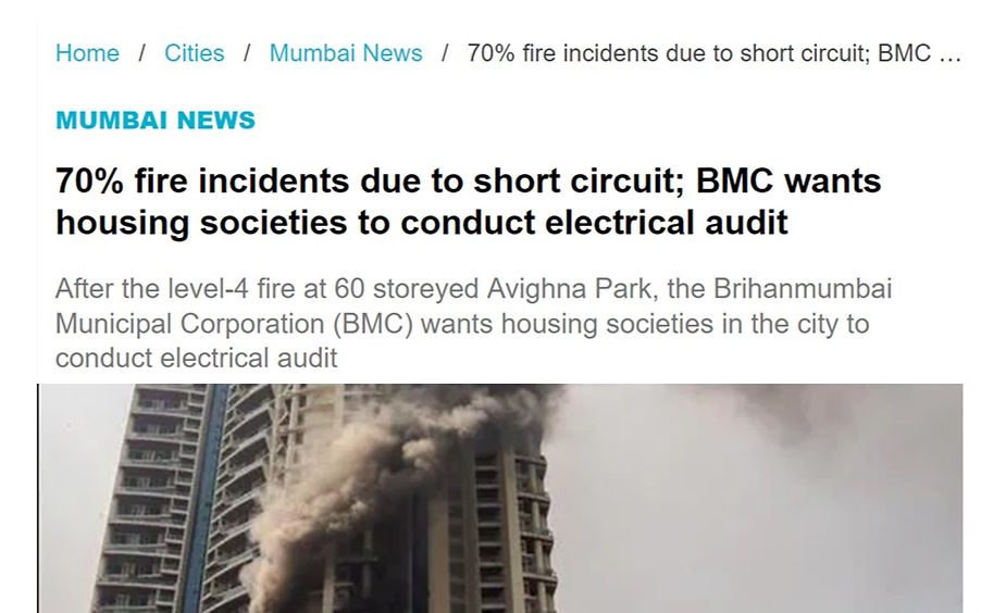 fire due to short circuit and electrical safety audits