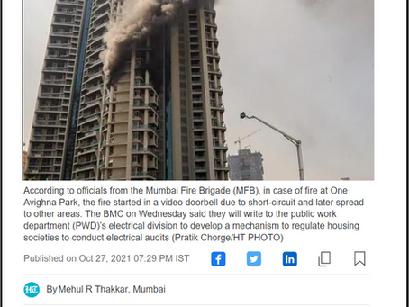 70% Fire incidents are due to short circuit