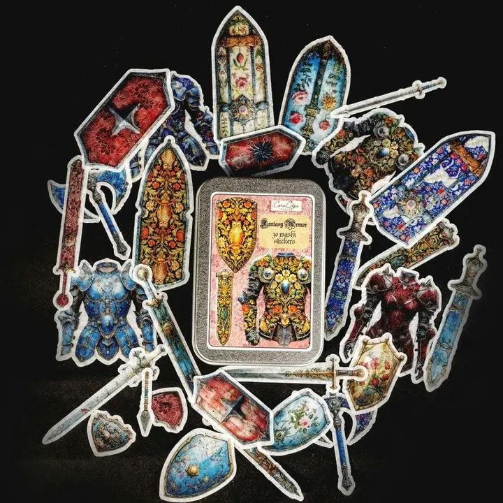 Fantasy Armor Sticker Tin Box