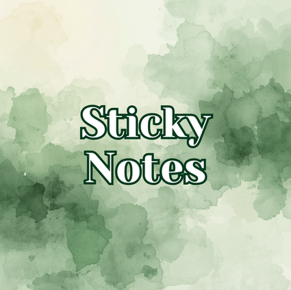 sticky notes for reminders, planning, and organization