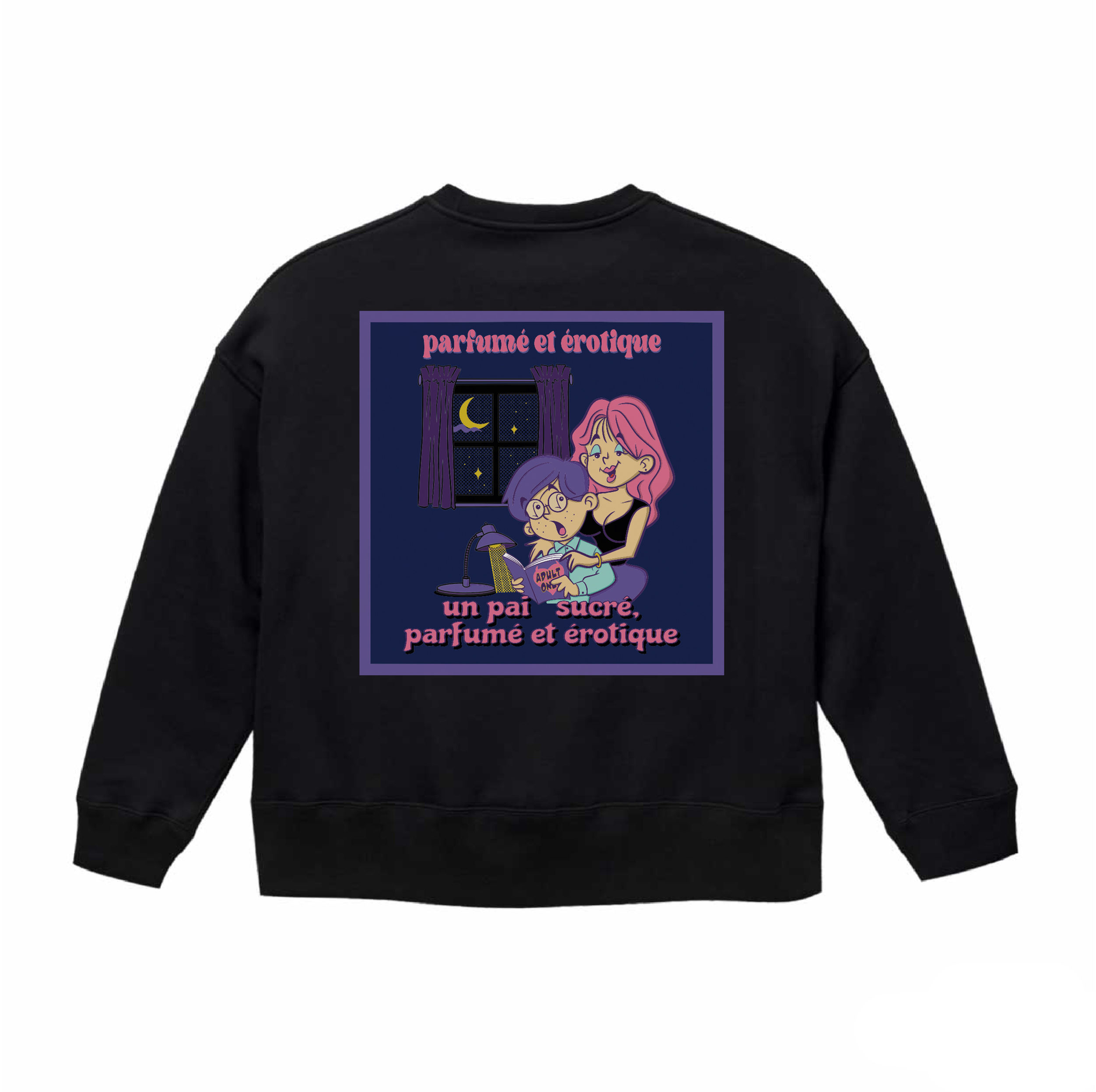 「un pai sucré, parfumé et érotique」Big Silhouette Crew Neck Sweat(BLACK)