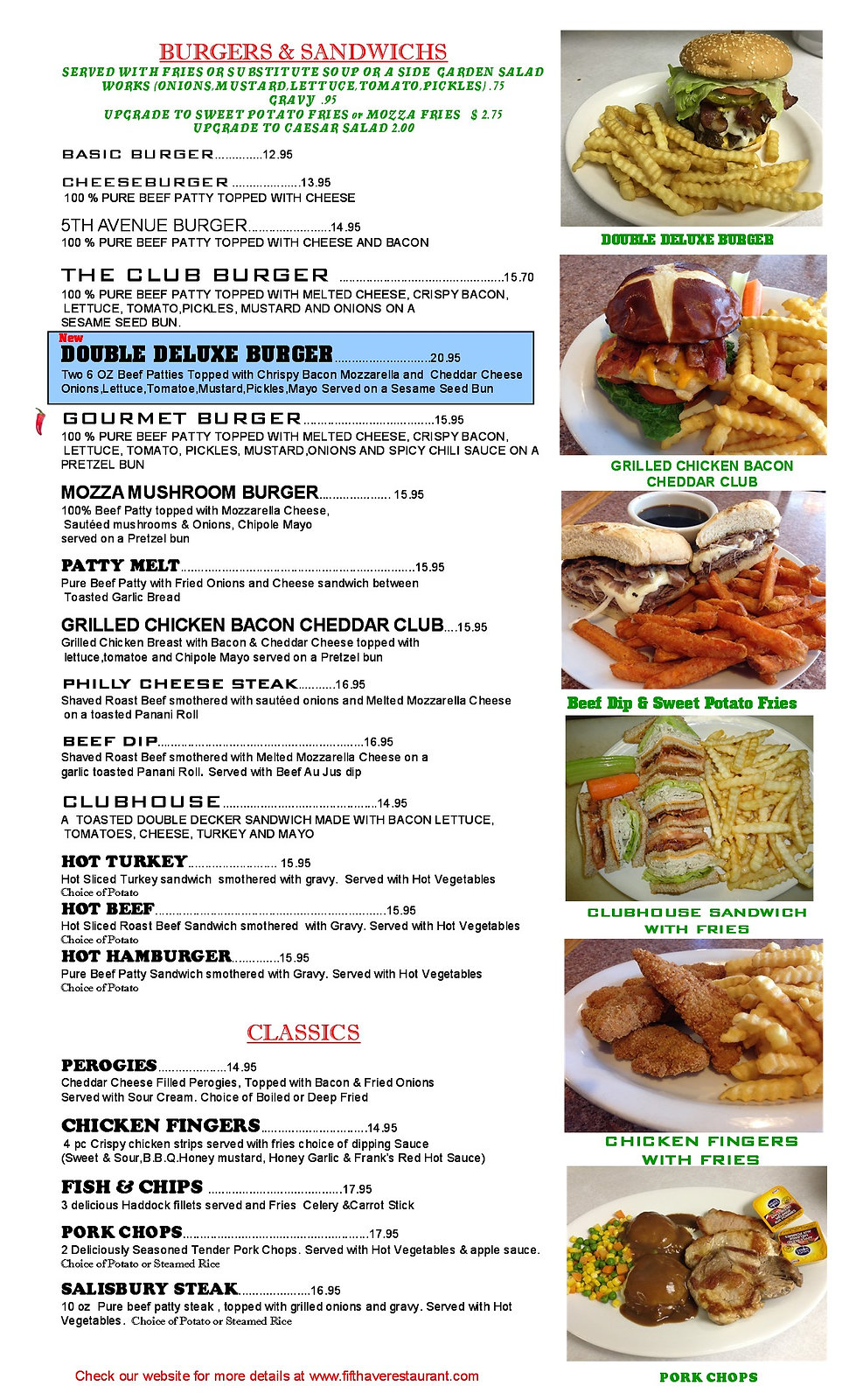 HOT SANDWICHES & CLASSICS,BURGERS 5thavenuerest