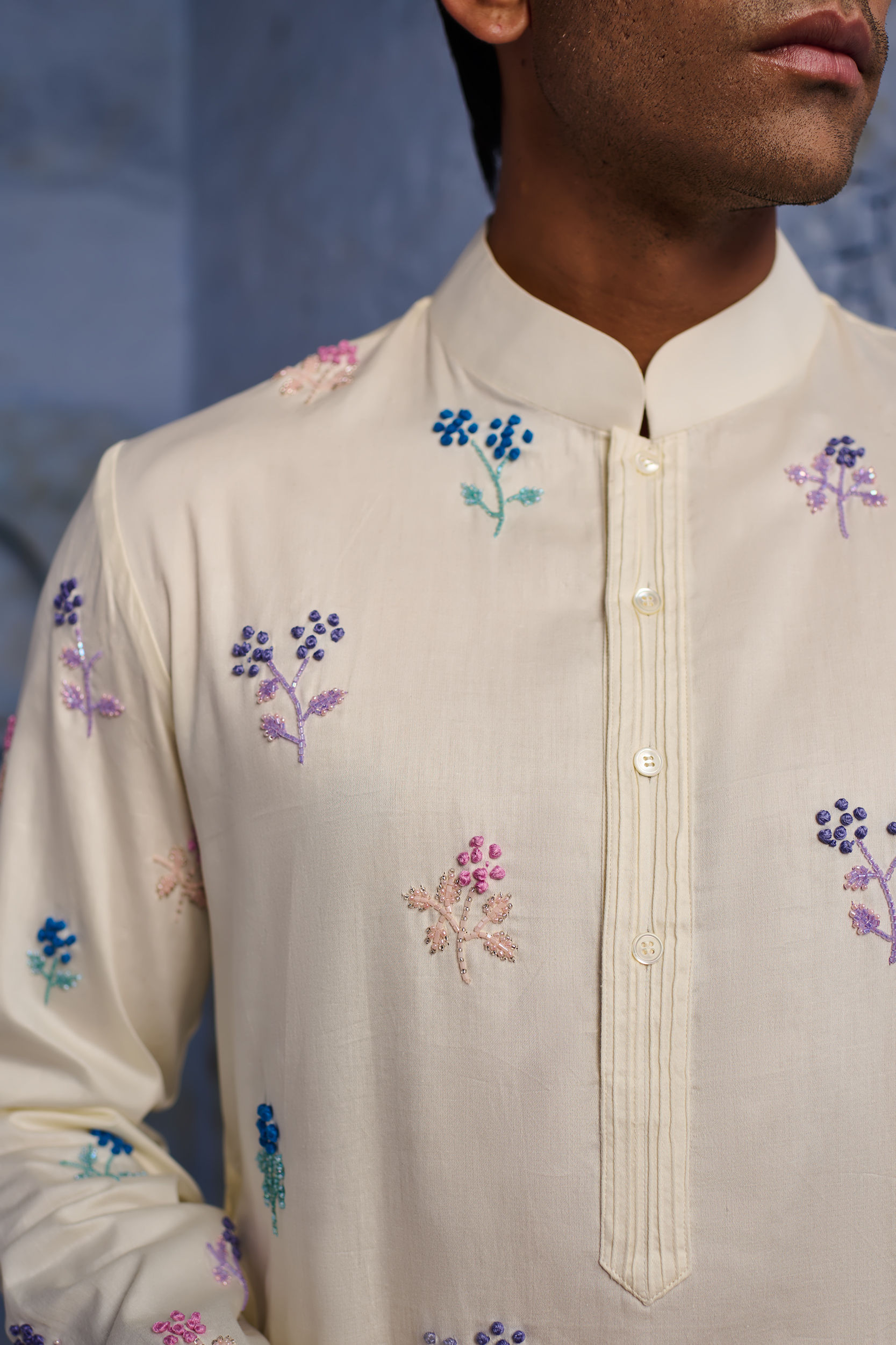Ivory Paris French Knot kurta