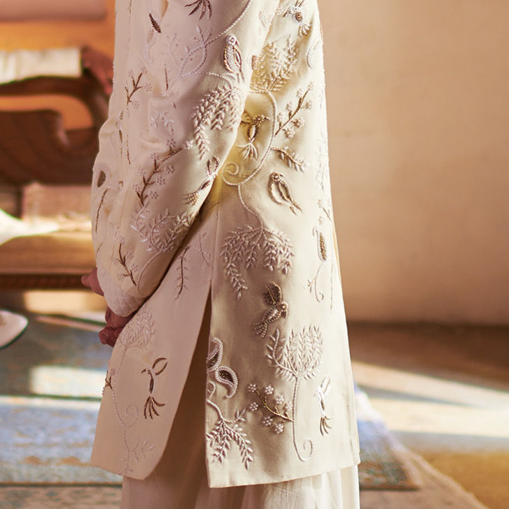 Thumbnail: Ivory Noor Mahal Sherwani set