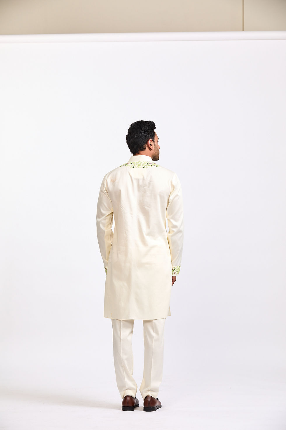 Thumbnail: Lime Udaipur mirror work Kashmiri kurta