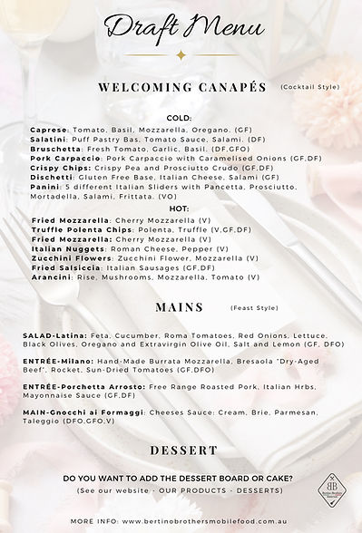 ITALIAN WEDDING draf menu