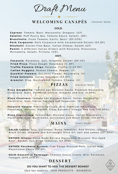 AMALFI Draft Menu