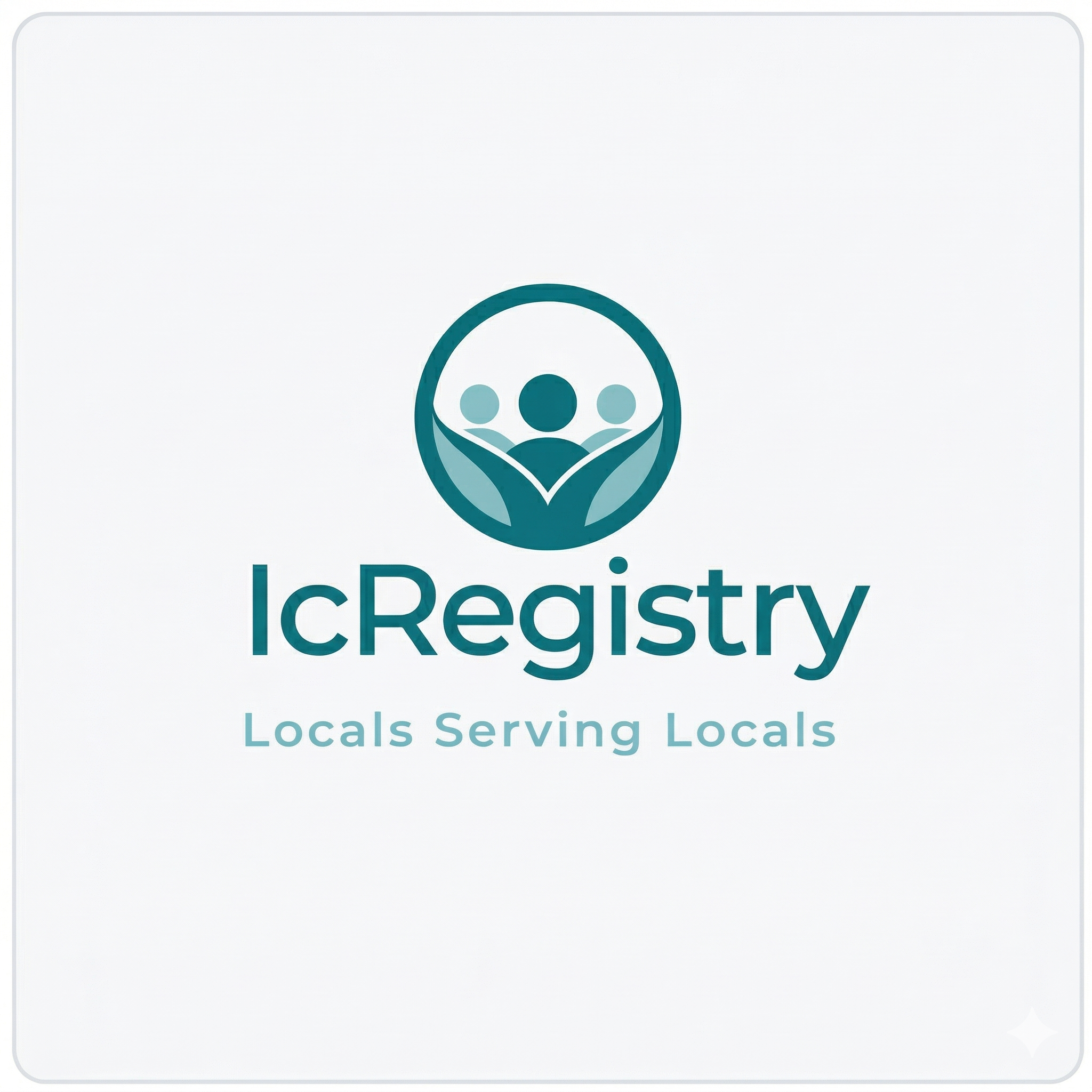 IcRegistry logo: people icon, 'Locals Serving Locals'