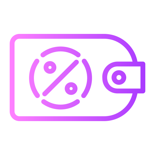 Purple wallet icon with a no symbol, financial savings concept.