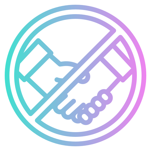 No handshake symbol. Represents no agreement or denial concept on black background.