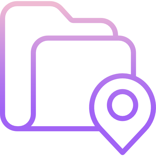 Purple folder icon with location pin: files