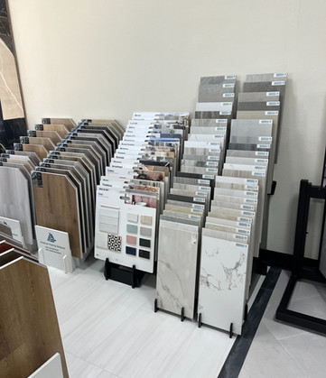Various tile samples displayed, showcasing different colors and textures, Kitchen Remodeling.