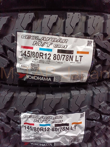 4x Yokohama Geolandar MT G003 Tires – 145/80R12 Light Truck Mud Terrain, Snow Rated
