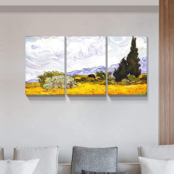 Thumbnail: Looife 3 Panels Canvas Wall Art, 3PCS 24x32 Inch Oil Painting Trees on Land Pict