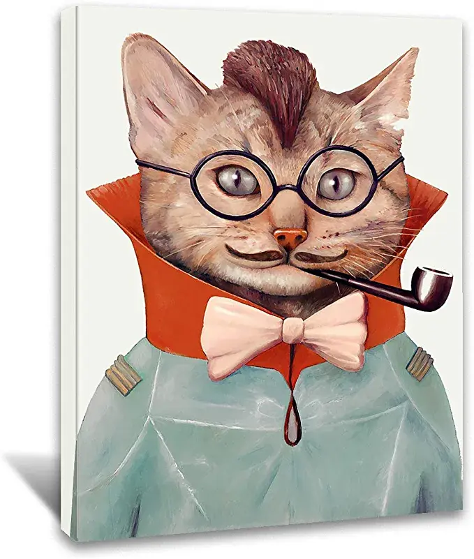 Looife Funny Cartoon Animals Portrait with Suits and Uniform Picture Prints on C