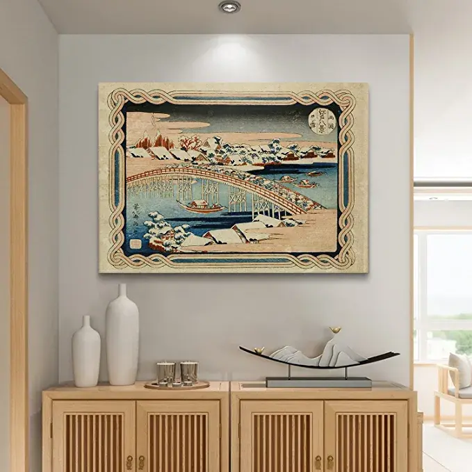 Thumbnail: Looife Japanese Painting Canvas Wall Art Decor 30x40 Inch Eight Views of Edo Art