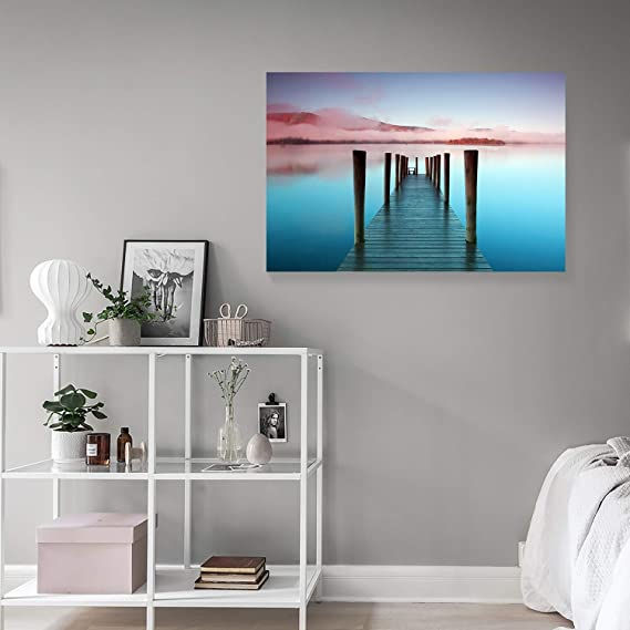 Thumbnail: Looife Seascape Canvas Prints Wall Art-24x16 Inch Sea Pier Dock Picture Wall Dec