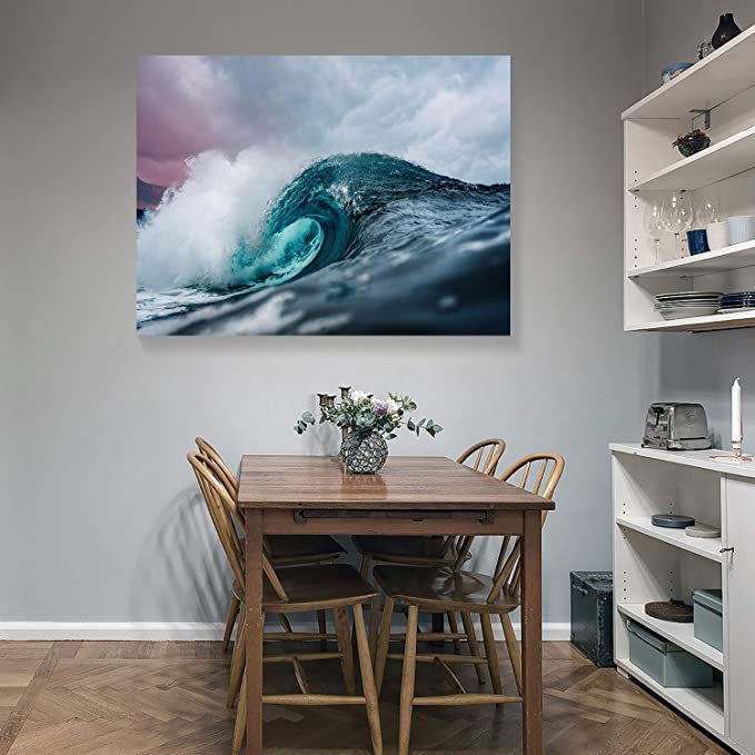 Thumbnail: Looife Seascape Canvas Prints Wall Art-16x12 Inch Blue Sea Waves Picture Wall De