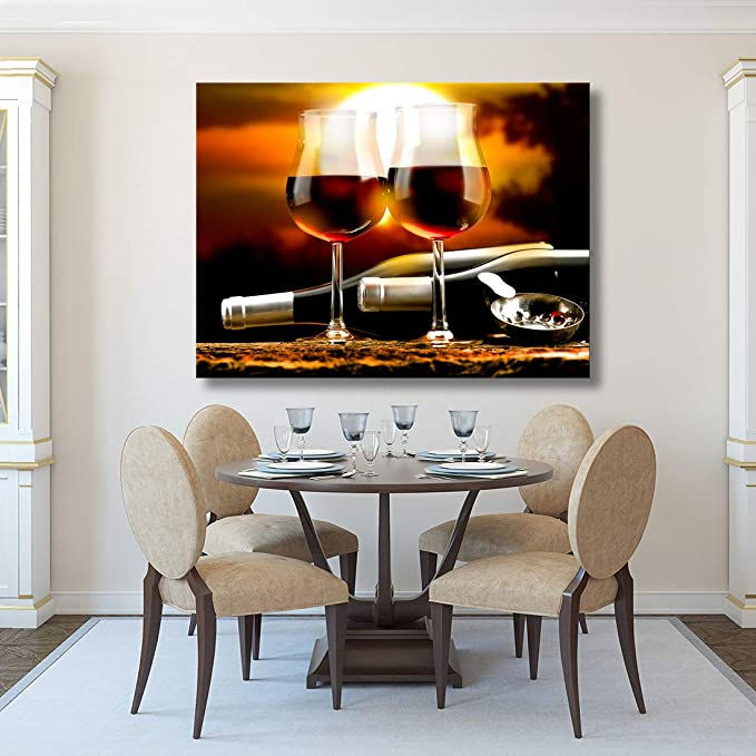 Thumbnail: Looife Kitchen Wine Canvas Wall Art, 40x30 Inch Gallery Wrapped Red Wine Glass G