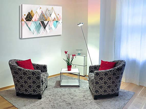 Thumbnail: Looife Abstract Geometric Canvas Wall Art, 32x24 Inch Creative Stitching Pattern